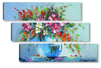Модульная картина Букет летних цветов в вазе