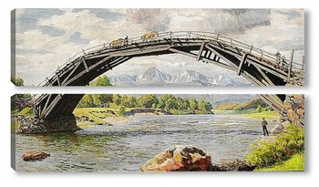 Модульная картина Мост и горы