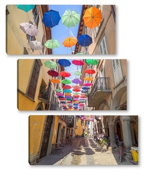 Модульная картина Разноцветные зонтики Пизонье