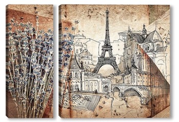 Модульная картина Зарисовки Парижа