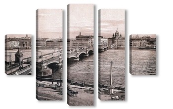 Модульная картина Николаевский мост. Вид с Васильевского острова 1907  –  1908