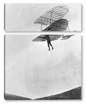Модульная картина Немецкий авиаконструктор Отто Лилиенталь на планере,1896г.