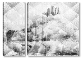 Модульная картина Город в облаках