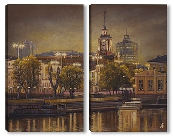 Модульная картина Вечерний Екатеринбург, вид на Администрацию города