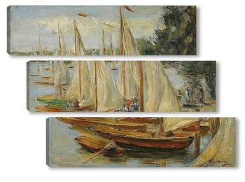 Модульная картина Парусные лодки на озере Ваннзее