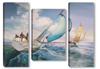 Модульная картина Картина, живопись "Парусники на море"