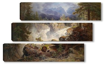 Модульная картина Медвежья семья в горном ландшафте в 1859