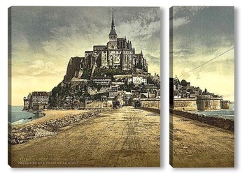 Модульная картина Южный фронт с дамбой, Мон-Сен-Мишель, Франция 1890-1900 гг
