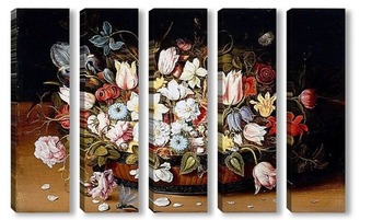 Модульная картина Корзина с цветами