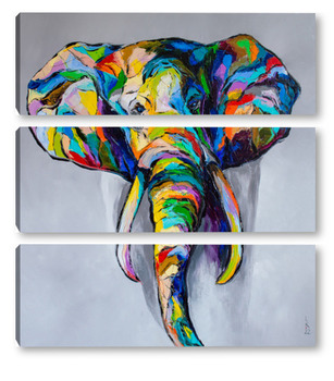 Модульная картина Цветной слон