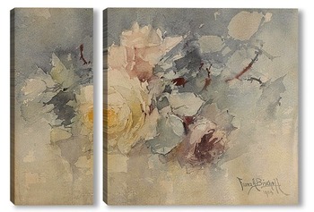 Модульная картина Желтые и розовые розы