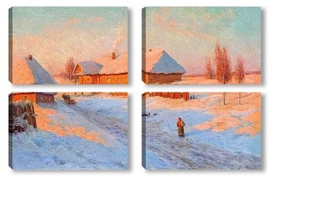 Модульная картина Деревня в зимний период. 1910