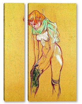Модульная картина Женщина, подтягивая чулок  