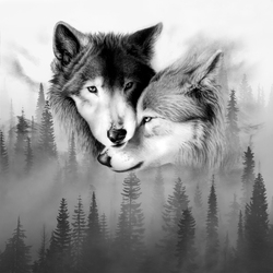 Наклейки Любовь и волки