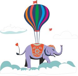 Наклейки Слон на воздушном шаре