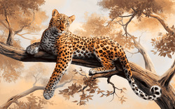    Леопард на ветке