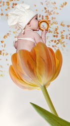 Наклейки Малыш в тюльпане
