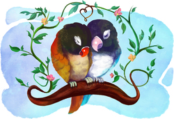 Наклейки Влюбленные птички