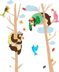 Наклейки медведи на дереве