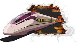 Наклейки поезд из стены