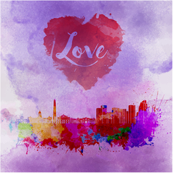 Наклейки Акварельный город