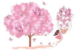 Наклейки Розовое дерево счастья