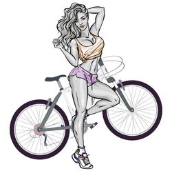    Спортивная девушка с велосипедом
