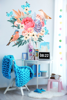 Наклейка  Букет и птички