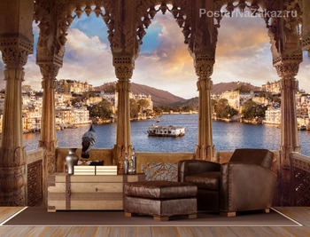 Фотообои на стену Озеро Пичола и городской дворец в Индии