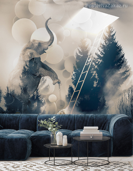 Фотообои Слон на самокате