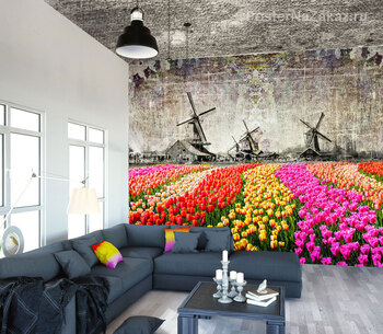 Фотообои на стену Париж в цветах
