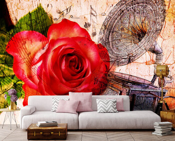 Фотообои на стену Красная роза