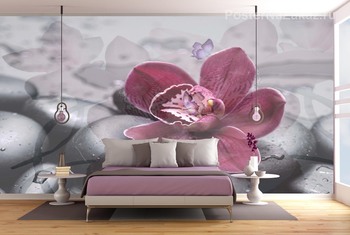 Фотообои на стену Розы и бабочки 