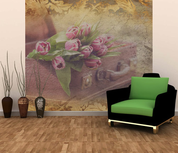 Фотообои Тюльпаны в чемодане